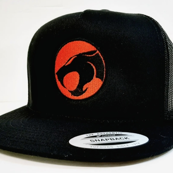 Other - Thunder Cats Flat Bill Mesh Snapback Trucker Cap Hat Black Embroidered 80s Carto